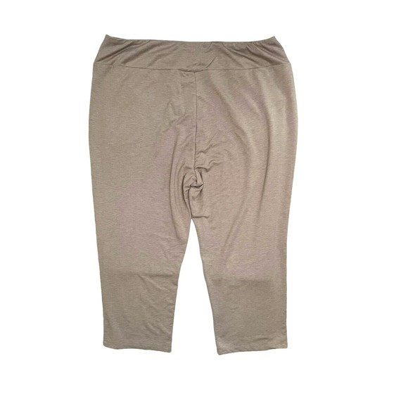 LOGO Lounge by Lori Goldstein Pull On Knit Crop Wide Leg Pants Beige Pockets 1X - Picture 2 of 11